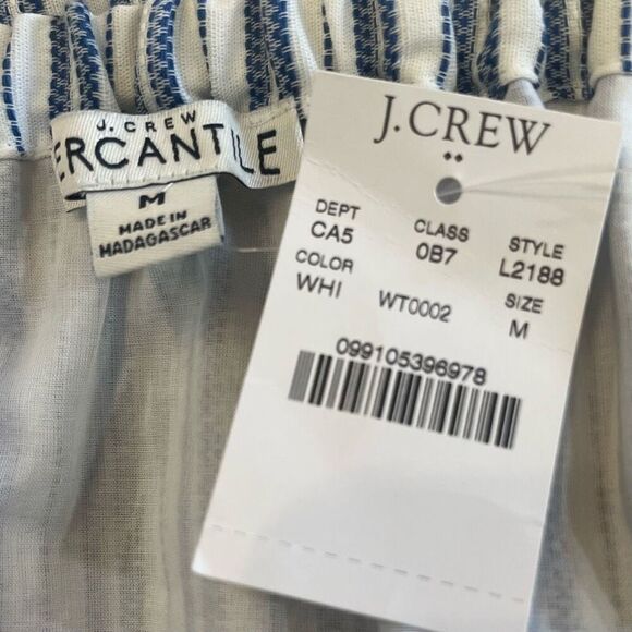 J Crew Mercantile Striped  Blue & White Viscose Cotton Ruffle Short Skirt Sz M N - Picture 3 of 7